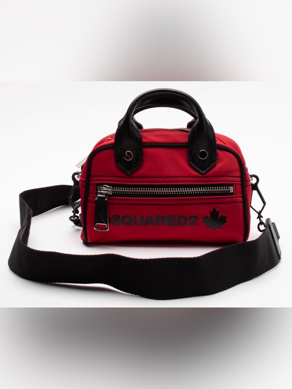 DSQUARED2 Small Tote Bag Logo Detachable Strap Zipped Made in Italy NWT